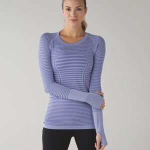 Lululemon Swiftly Tech Long Sleeve Crew Heathered Lullaby Size 4 Blue Purple